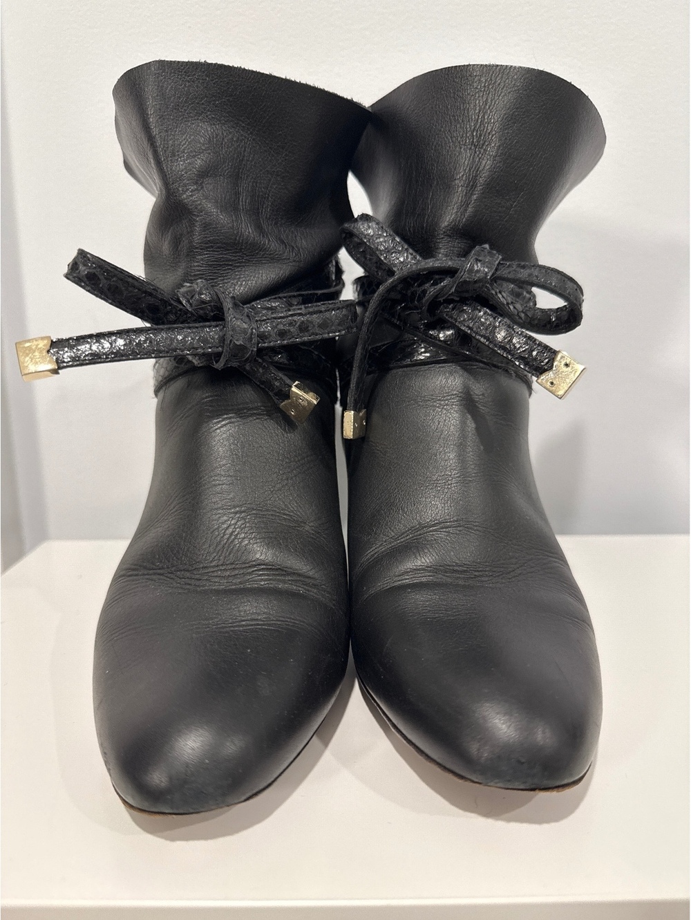 Jimmy Choo Black Leather Ankle Boots Size 37